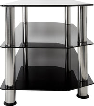 Load image into Gallery viewer, AVF SDC1140-A TV Stand for Up to (not all) 55-Inch TVs, Black Glass, Chrome Legs
