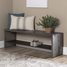Load image into Gallery viewer, Walker Edison Rustic Asymmetrical Wood Universal TV Stand for TV's up to 65"Flat Screen Cabinet Door and Open Shelves Living Room Storage Entertainment Center Amber Brown60 Inch
