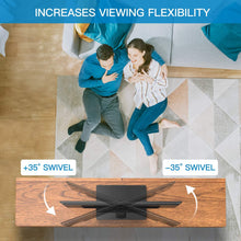 Load image into Gallery viewer, PERLESMITH Universal Swivel Table Top 37-65 inch LCD/OLED/Flat Screen/4K Height Adjustable TV Stand Mount with Heavy-Duty Tempered Glass Base, VESA 600x400mm, Black
