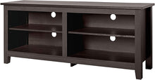 Load image into Gallery viewer, WE Furniture Minimal Farmhouse Wood Universal Stand for TV's up to 64" Flat Screen Living Room Storage Shelves Entertainment Center, 58 Inch, Espresso
