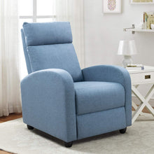 Load image into Gallery viewer, JUMMICO Fabric Recliner Chair Adjustable Home Theater Single Massage Recliner Sofa Furniture with Thick Seat Cushion and Backrest Modern Living Room Recliners (Light-Blue)
