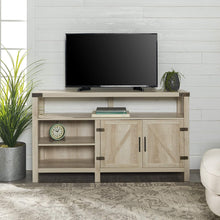 Load image into Gallery viewer, Walker Edison Furniture Company Farmhouse Barn Wood Universal Stand for TV's up to 64" Flat Screen Living Room Storage Cabinet Doors and Shelves Entertainment Center, 58 Inch, Grey Wash
