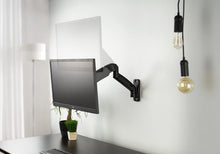 Load image into Gallery viewer, VIVO Black Height Adjustable Pneumatic Extended Arm Single Monitor Wall Mount, Full Motion Articulating | fits 17 to 27 inch Screen (MOUNT-V001G)
