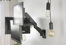 Load image into Gallery viewer, VIVO Black Height Adjustable Pneumatic Extended Arm Dual Monitor Wall Mount Full Motion Articulating | fits 2 Screens 17 to 27 inches (MOUNT-V002G)
