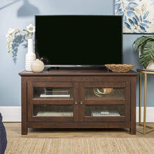 Load image into Gallery viewer, WE Furniture Modern Farmhouse Wood Corner Universal Stand for TV's up to 50" Flat Screen Living Room Storage Entertainment Center, Traditional Brown
