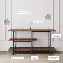 Load image into Gallery viewer, Nathan James Adler 3-Tier Modern TV Stand or Media Console Entertainment Center with Storage Shelves, Warm Walnut
