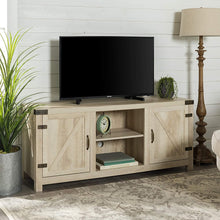 Load image into Gallery viewer, Walker Edison Furniture Company Farmhouse Barn Wood Universal Stand for TV's up to 64" Flat Screen Living Room Storage Cabinet Doors and Shelves Entertainment Center, 58 Inch, Grey Wash
