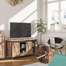 Load image into Gallery viewer, VASAGLE TV Stand with Adjustable Storage Shelves, Entertainment Center for 50 inch TV, TV Console with Sliding Barn Doors, TV Cabinet, Industrial Design, Rustic Brown ULTV45BX
