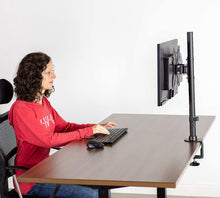 Load image into Gallery viewer, VIVO Black Ultra Wide Screen TV Desk Mount for up to 55 inch Screens | Full Motion Height Adjustable Single Television Stand (STAND-V155C)
