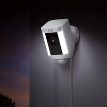 Load image into Gallery viewer, Ring Spotlight Cam Wired: Plugged-in HD security camera with built-in spotlights, two-way talk and a siren alarm, White, Works with Alexa
