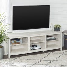 Load image into Gallery viewer, WE Furniture Minimal Farmhouse Wood Universal Stand for TV's up to 64" Flat Screen Living Room Storage Shelves Entertainment Center, 58 Inch, Espresso
