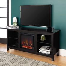 Load image into Gallery viewer, WE Furniture Minimal Farmhouse Wood Universal Stand for TV's up to 64" Flat Screen Living Room Storage Shelves Entertainment Center, 58 Inch, Espresso
