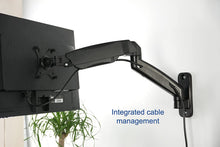 Load image into Gallery viewer, VIVO Black Height Adjustable Pneumatic Extended Arm Single Monitor Wall Mount, Full Motion Articulating | fits 17 to 27 inch Screen (MOUNT-V001G)
