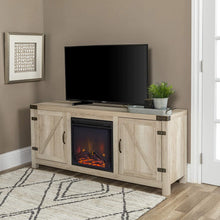 Load image into Gallery viewer, Walker Edison Furniture Company Farmhouse Barn Wood Universal Stand for TV's up to 64" Flat Screen Living Room Storage Cabinet Doors and Shelves Entertainment Center, 58 Inch, Grey Wash
