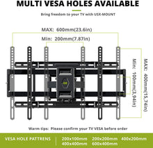 Load image into Gallery viewer, USX MOUNT Full Motion TV Mount Wall Bracket for 42"-80" Flat Screen LED LCD 4K TV, Tilt Swivel TV Mounts with Articulating Arms Max VESA 600x400mm, Weight Capacity 99lbs Up to 24" Wood Stud
