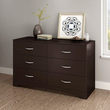 Load image into Gallery viewer, South Shore Step One 6-Drawer Double Dresser,Pure Black with Matte Nickel Handles
