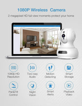 Load image into Gallery viewer, Wireless Camera, 1080P HD WiFi Pet Camera Baby Monitor, Pan\/Tilt\/Zoom IP Camera for Elder\/Nanny Security Cam Night Vision Motion Detection 2-Way Audio Cloud Service Available Webcam White
