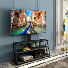 Load image into Gallery viewer, IANIYA Swivel Floor TV Stand with Mount Height Adjustable Bracket Entertainment Stand for 32 to 65 inch Plasma LCD LED or Curved Screen TV 3-Tier Tempered Glass Universal Media Stand Floor tv Stand
