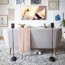 Load image into Gallery viewer, ECHOGEAR Adjustable Height Speaker Stands - Universal Compatibility with Satellite Speakers from Vizio, Klipsch, Bose, Sony &amp; More - Solid Steel Design with Built-in Cable Management &amp; Carpet Spikes
