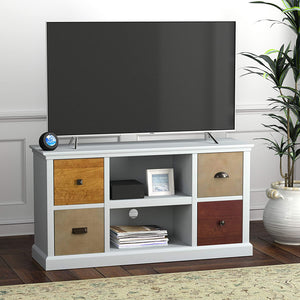 Amazon Brand – Ravenna Home Classic Solid Wood Media Center, 47"W - White