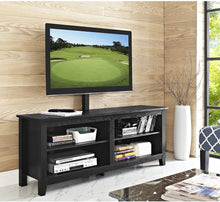 Load image into Gallery viewer, WE Furniture Minimal Farmhouse Wood Universal Stand for TV's up to 64" Flat Screen Living Room Storage Shelves Entertainment Center, 58 Inch, Espresso
