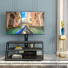 Load image into Gallery viewer, IANIYA Swivel Floor TV Stand with Mount Height Adjustable Bracket Entertainment Stand for 32 to 65 inch Plasma LCD LED or Curved Screen TV 3-Tier Tempered Glass Universal Media Stand Floor tv Stand
