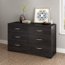 Load image into Gallery viewer, South Shore Step One 6-Drawer Double Dresser,Pure Black with Matte Nickel Handles
