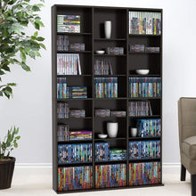 Load image into Gallery viewer, Atlantic Oskar Adjustable Media Cabinet - Holds 756 CDs, 360 DVDs or 414 Blu-Rays\/Games, 21 Adjustable and 6 Fixed Shelves PN in Espresso
