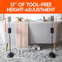 Load image into Gallery viewer, ECHOGEAR Adjustable Height Speaker Stands - Universal Compatibility with Satellite Speakers from Vizio, Klipsch, Bose, Sony &amp; More - Solid Steel Design with Built-in Cable Management &amp; Carpet Spikes
